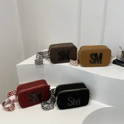 Women Crossbody Bag with Lettered Strap, 2025 Spring New Arrival