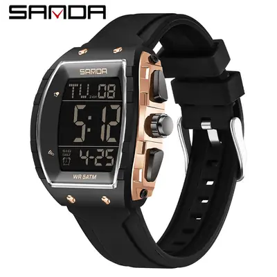 SANDA Waterproof Chronograph Men's Watch Blue Silicone