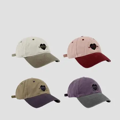 2025 Washable Cotton Baseball Cap Love Purple Grey