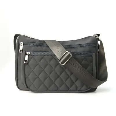 Feihong Black Diamond Embroidered Crossbody Bag