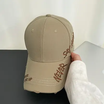 Side Letter Embroidered Washed Cap for Men Summer