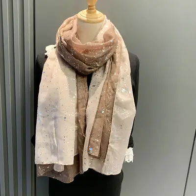 Export Gold Embellished Silk Scarf for Women