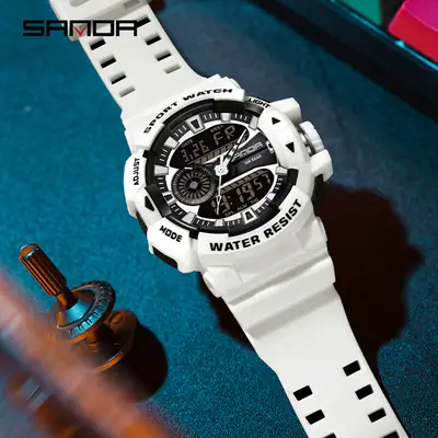 Sanda Waterproof Dual-Display Sports Watch for Men Women
