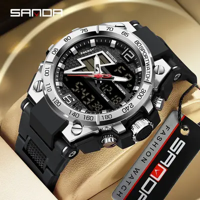 Men's Dual Display Waterproof Sports Watch Black