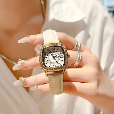 Ladies Cross-border Diamond Watch Black Square Digital Large Dial Waterproof Quartz