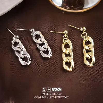 Silver & Gold Chain Earrings for Women