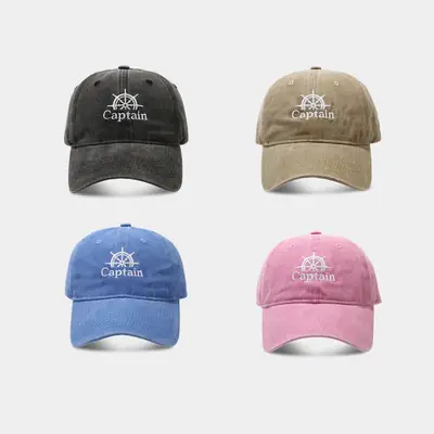 Captain Embroidered Blue Baseball Cap for Men