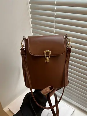 Brown Leather Bucket Bag for Women 2025