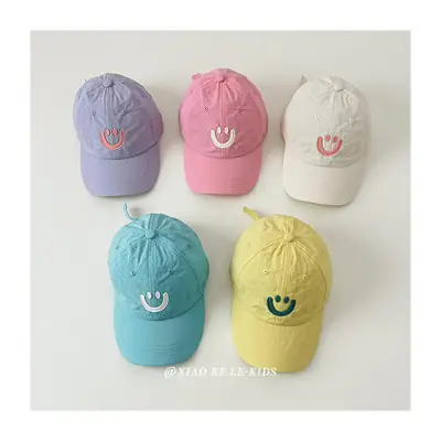 Blue Smile Face Cap for Girls Summer Sunshade