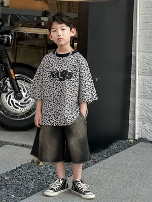 Boys Leopard Print Summer T-Shirt & Shorts Set