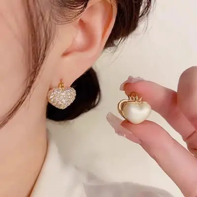 Korean Style Heart Pearl Earrings Summer Light