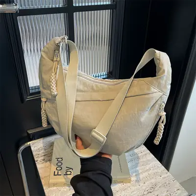 Japanese Style Crossbody Bag Large Capacity Solid Color