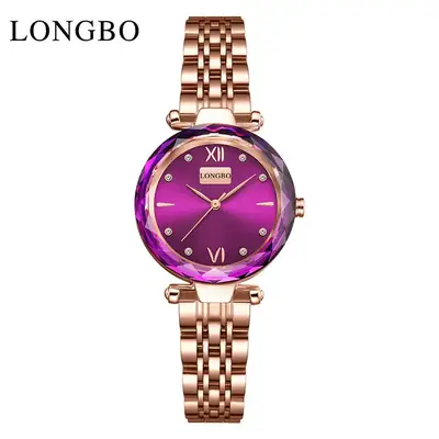 Longbo Women's Purple Quartz Watch with Rose Gold Band