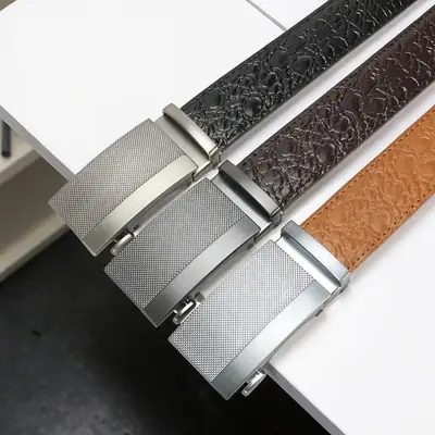 Men's Brown Crocodile Belt with Silver Buckle