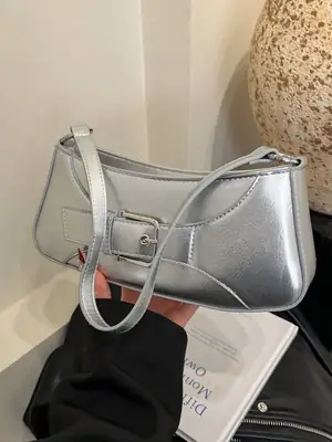 Silver Korean Style Underarm Bag for Women