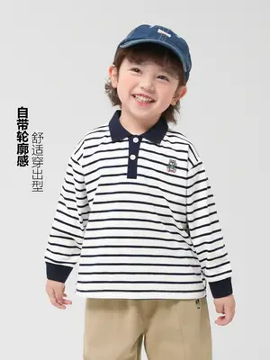 Boys Long Sleeve Striped Polo Shirt Autumn Kids