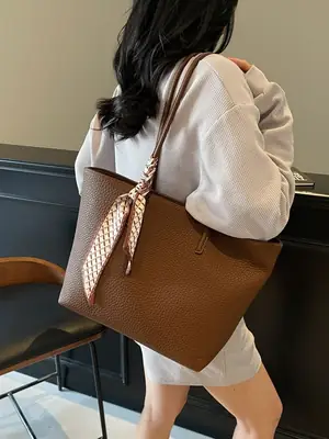 Women's Brown Leather Shoulder Bag Large Capacity 2025