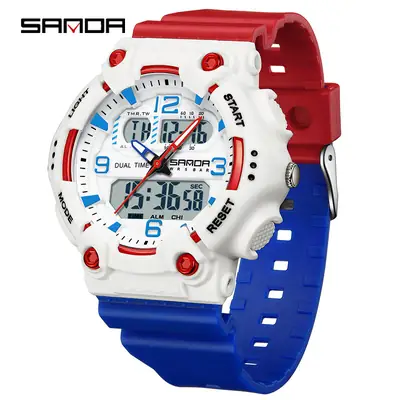 Sanda Neon Luminous Dual Display Alarm Watch