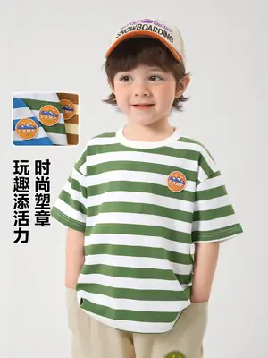 Boys Blue Striped Short Sleeve T-Shirt Summer 2025