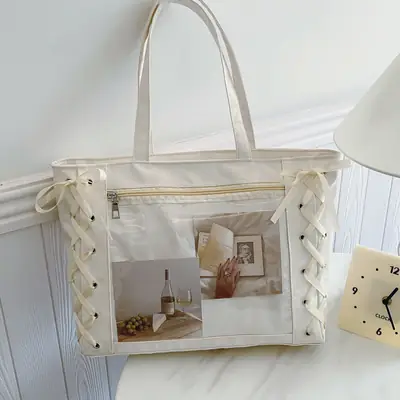 Women Transparent Tote Bag 2025 Spring Summer Clear One Shoulder