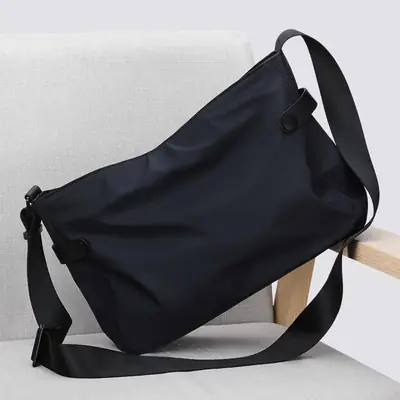 Men's Black Crossbody Shoulder Bag Small Casual Messenger Bag