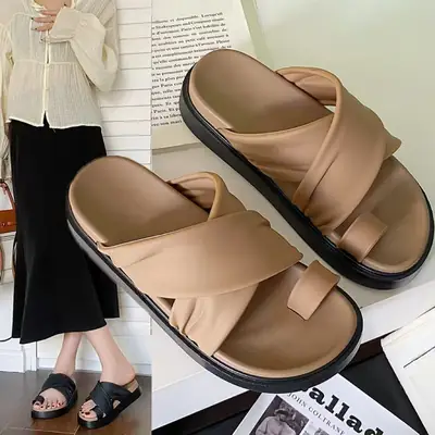 2025 Women's Cross Strap Thick Soled Slippers