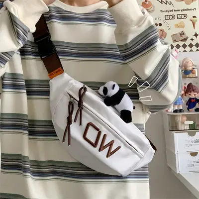 Korean Letter Crossbody Bag Women White Large Capacity