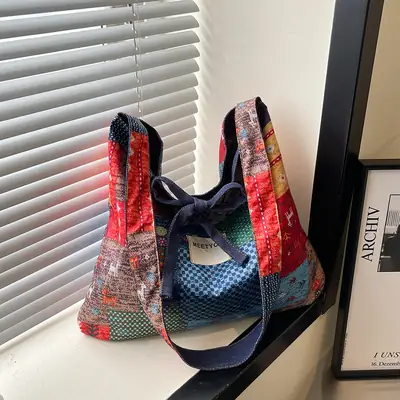 2025 Ethnic Denim Shoulder Bag Large Capacity Crossbody