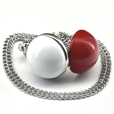 Red Quartz Pocket Watch Necklace for Men