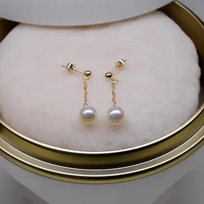 Pearl Tassel Earrings Female Elegant Round Beads