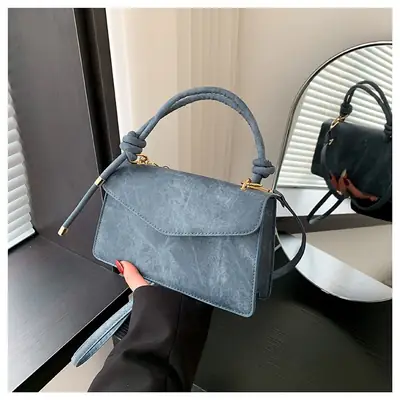 Textured Blue Shoulder Crossbody Bag for Women 2024