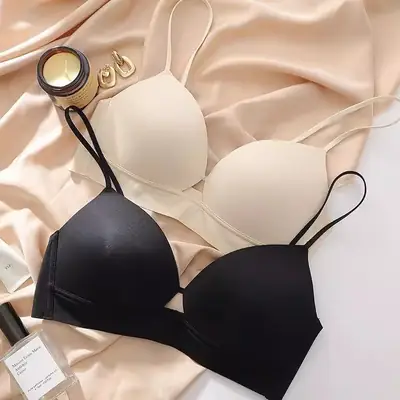 Wireless French Strap Seamless Bra for Women, Soft Support, Thin Style, Small Bust
