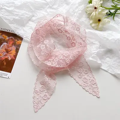 Green Lace Belt Scarf for Women Elegant Retro Decorative Neckband
