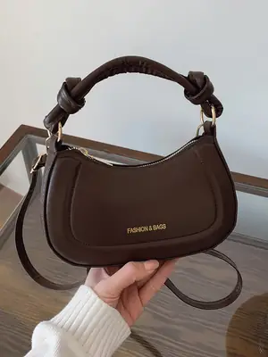Women's Brown French Style Shoulder Crossbody Bag