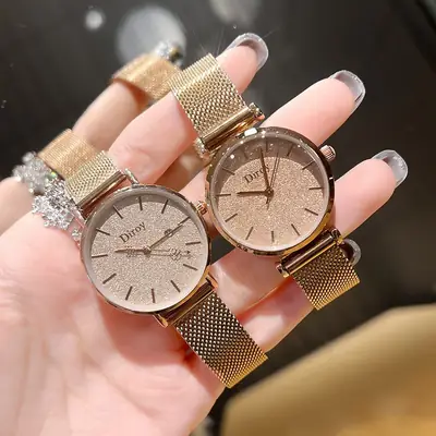 Women's Waterproof Faux Fur Bracelet Watch with Diamond Ring