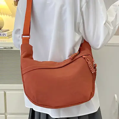 Trendy Brown Nylon Crossbody Bag for Women