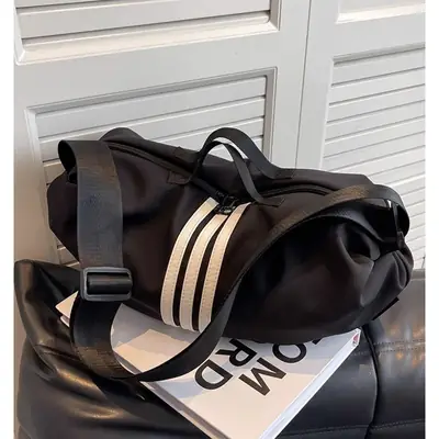 Women's Black 3-Stripes Shoulder Bag Summer Casual Travel Crossbody