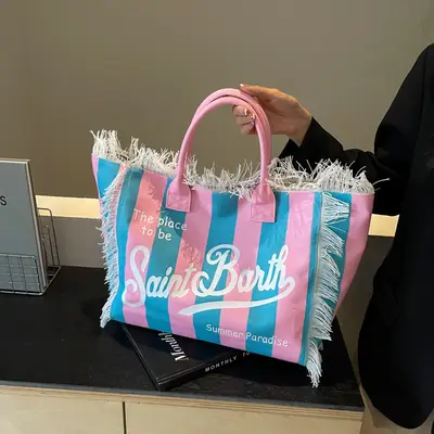 Saint Barth Printed Tassel Beach Bag for Women