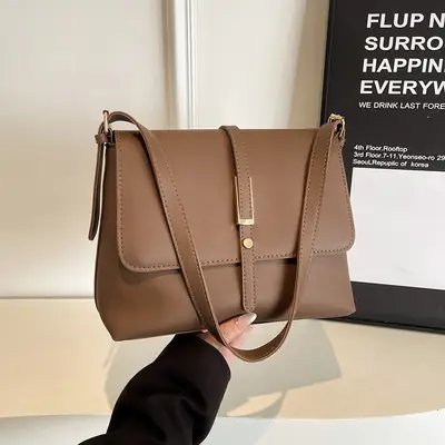 Retro Brown Leather Shoulder Bag for Women