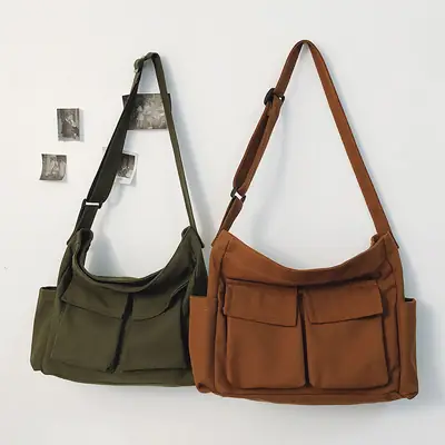 Large Canvas Tote Bag for Men Women Brown Green