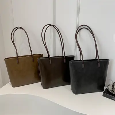 Women's Retro Texture Shoulder Bags Brown Black Large Capacity