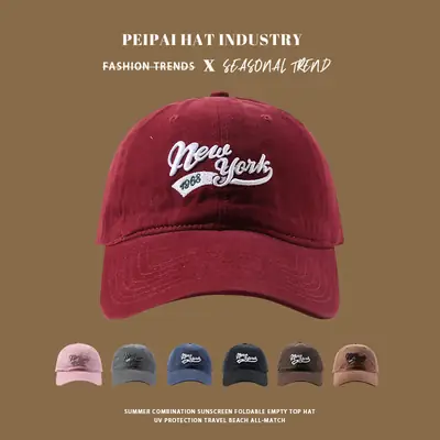 Women's Red New York Old English Embroidered Baseball Cap