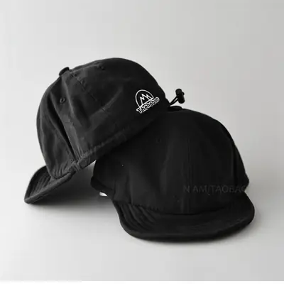 Black Drawstring Baseball Cap for Men Women