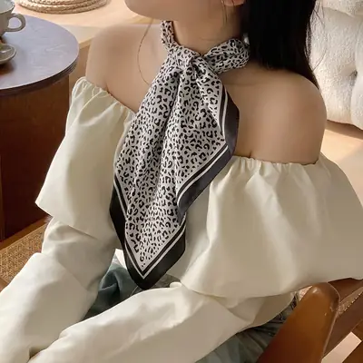 White Silk Scarf for Women Spring Summer Hair Belt