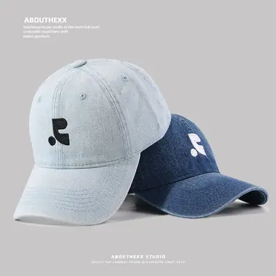 Women Denim Baseball Cap Blue Logo Washed