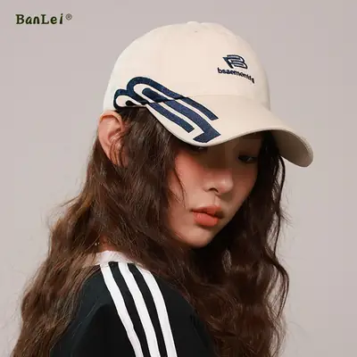 Women Baseball Cap with Letter Embroidery & Duck Tongue Design