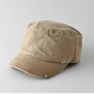 Women's Beige Flat Cap with Embroidered Design