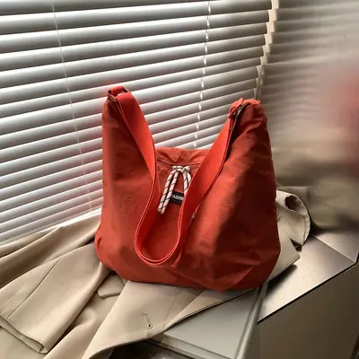 New Artistic Women's Shoulder Crossbody Tote Bag Red Nylon Large Capacity