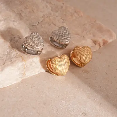 Heart Shaped Gold Plated Earrings for Women