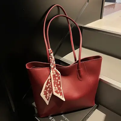 Women's Red Crossbody Bag with Bow Decor